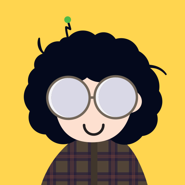 이예진을 캐릭터로 표현한 이미지. 커다란 안경을 쓰고 있다.
